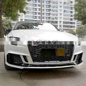 Auto Grille Front Bumper for Audi A3 Change to RS3/S3 RTS Black Silver High Quality Center Honeycomb Mesh Grill2017-2019 thumbnail-5