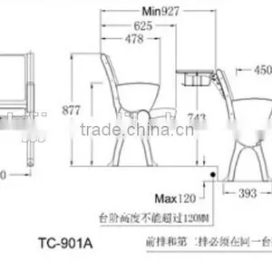 Durable Double Connected School Classroom Desk and Chair TC-971A-V for Student thumbnail-2