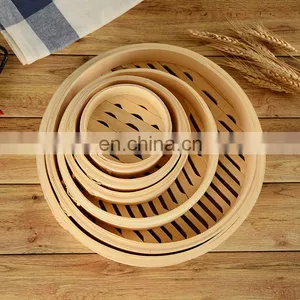 Eco-friendly Natural Round Shape Bamboo Dumpling Basket Chinese Mini Bambu Basket Cooker Dim Sum Sweetcorn Steamer thumbnail-1
