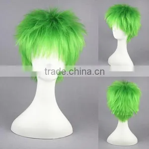 High Quality 35cm Short Straight Sabaku Kosuke Ueki Green Mixed Synthetic Anime Wig Cosplay Hair Wig Party Wig thumbnail-1