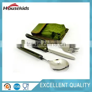 Outdoor Camping Tableware Stainless Steel Folding Fork Knife Spoon Sets Picnic thumbnail-2