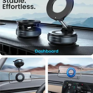 Magsafe Car Phone Holder Cell Phone Holder 360° Adjustable Magnetic Vacuum Suction Cup Phone Mount thumbnail-3