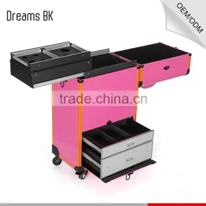Pink Rolling Makeup Case With Trays thumbnail-5