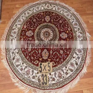 Round 5x5ft Luxury Home Cotton Persian Hand Knotted Carpet thumbnail-3