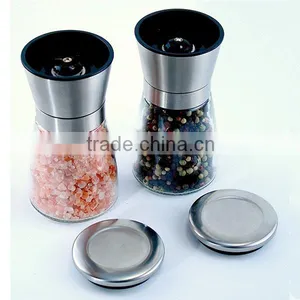 Gourmet Salt and Pepper Mill Set Stainless Steel and Glass Adjustable Manual Grinder thumbnail-1