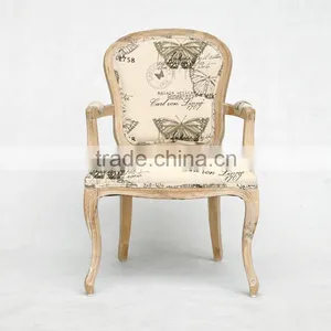 RCH-1521 Vintage Upholstered Dining Chair Antique Oak Armchair thumbnail-5