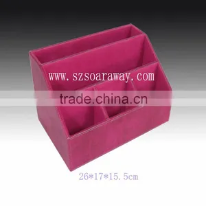Pu Faux Leather Tidy Tray Pen Pot Desk Orgainser Hot Sell Brush Pot Multifunction PU Leather Pen Desk Organizer thumbnail-4