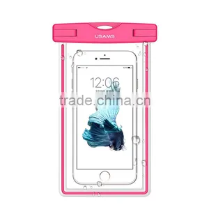 USAMS High Quality TPU Glitter Waterproof Bag For Mobile Phone Below 5.5 Inch 20M IPX8 Waterproof Bag With Armlet and Strap thumbnail-4