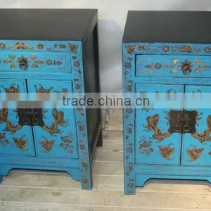 Chinese Antique Furniture Hand Painted Nightstand thumbnail-1