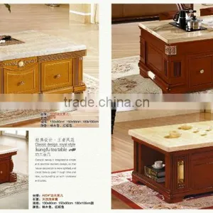 Marble Top Tea Table Set With Wood Side thumbnail-2