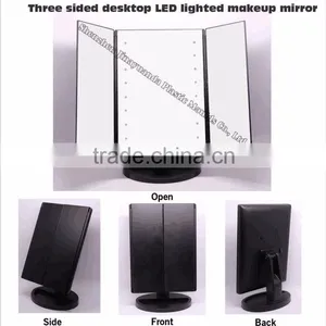 Newest Touch Sensor Usb Directly Charging Lighted Vanity Table Mirror With 3 Sides thumbnail-1