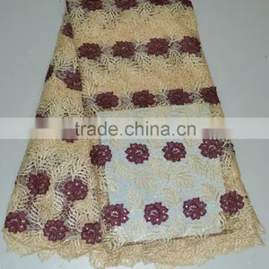 Hot Selling African Cord Lace Fabric New Design Ladies Suits Small Followers With Rhinestone thumbnail-3