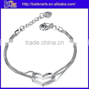New 925 Sterling Silver White Diamond Tennis Heart Bracelet Cubic Zirconia Tennis Bracelet thumbnail-6