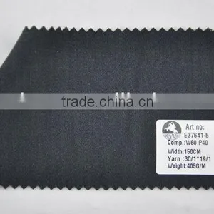 Stock Worsted 60%wool 40%polyester Twill Black Fabric for Suits and Jackets thumbnail-1