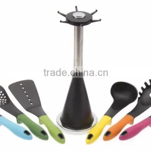 Food Grade 7 Piece Nylon Kitchen Utensil Set With Rotating Organizing Carousel Soft Handle thumbnail-2