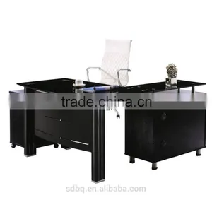 PT-D0418 Glass Metal Office Table With Cabinet,Modern Tempered Glass Office Table thumbnail-1