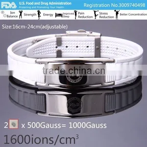 P036 Noproblem FDA Tourmaline Germanium Bio Magnetic Stainless Steel Casual Charm Fashion Silicone Energg Bracelet thumbnail-4
