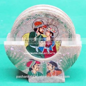 Soapstone Tea Coaster Set With Painting thumbnail-1