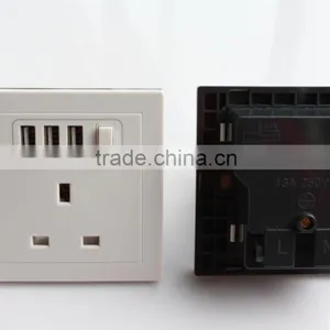 AC 110V-250V UK Socket 3 USB Port DC 5V 2100mA Switch Mains Power Wall Outlet thumbnail-1
