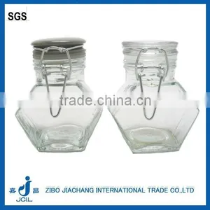 Octagon Glass Hermetically Sealed Jar With Lid thumbnail-3