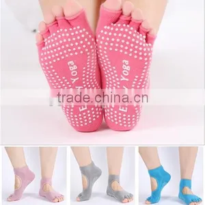 Yoga Pilates Breathable Grip Cotton Toe Less Socks thumbnail-1