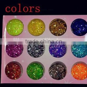 H1-007 12COLOURS BIG GLITTER POWDER ,nail Art Fine Powder thumbnail-1