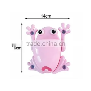 Factory Wholesale Cute Bathroom Frog Children Baby Toothbrush Holder With Suction Cup thumbnail-4