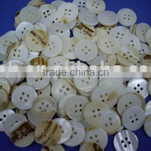 White Mother of Pearl/MOP Shell Skin-back Buttons--4 Holes thumbnail-1