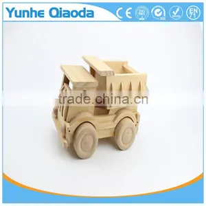 Wood 3D Vehicle Puzzles Truck 3D Woodcraft Kit Assemble Paint DIY 3D Puzzle Toys for Kids Adults the Best Birthday Gift thumbnail-2