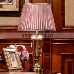 Romantic Purple Color Lampshade K9 Clear Crystal Table Lamp thumbnail-1
