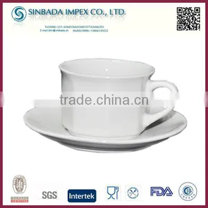 Fine Ceramic Cup and Saucer, White Plain Ceramic Cup Chinese Tea Set thumbnail-3