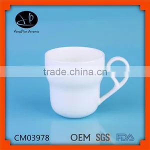 Wholesale Tea Cup White Ceramic Cup Cups and Mugs,white Ceramic Mug With Special Handle thumbnail-1
