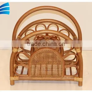 Rattan Wicker Magazine Newspaper Rack Holder With Handle thumbnail-3