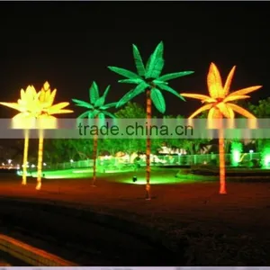 Home Garden Decorative 16.5ft Height Outdoor Artificial Green Flashing LED Solar Lighted up Date Palm Trees With Bark EDS06 1415 thumbnail-4