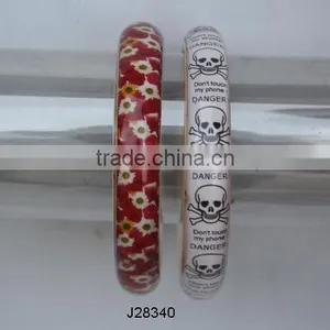 Brass and Resin Beware Design Bracelet Also in Floral Design thumbnail-1