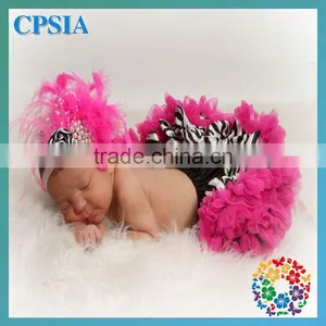 Zebra With Hot Pink Ruffle Baby Pettiskirts Cute Design Fluffy Skirt Headband Set thumbnail-1