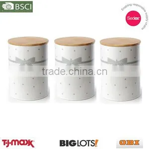 Colorful Canister With Wood Lid thumbnail-1