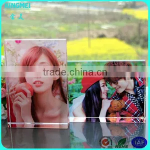 Square 4x6 Clear Freestanding Lucite Crystal Picture Frame thumbnail-2