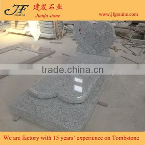 Exquisite Grey Double Heart Granite Headstone Designs thumbnail-5