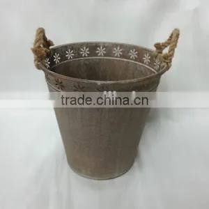 2016 New Grey/white Wash Metal/tin Flower Planter Pots thumbnail-3