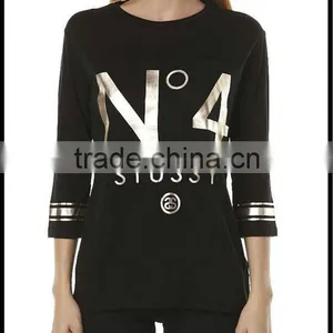 Custom Gold Printed 3/4 Sleeve Female Tshirt thumbnail-1