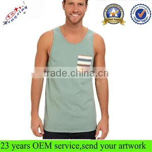 Sports Cotton Custom Plain Pocket Tank Top Men thumbnail-1