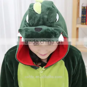 Flannel Cartoon Adult Animal Jumpsuit Animal Pajamas Jumpsuit Green Dinosaur Design thumbnail-3