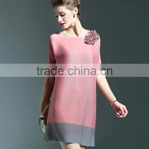 Fat mm Women Foreign Trade Large Size Plicated Dress With 3d Flower thumbnail-6