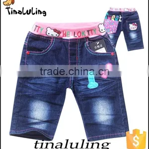 New Girls Denim Jeans Children Hello Kitty Short Jeans Children Clothing thumbnail-1