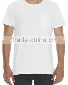 2017 Fashion High Quality Mens Round-Neck OEM Service Stomper Tee White 100% Cotton Front Chest Pocket thumbnail-1