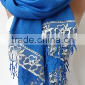 French Lace Socks Blue Pashmina Shawls for Bridesmaids Socks Blue Pashmina With Gray Lace Women Wedding Shawls Fashion Gifts Bri thumbnail-6