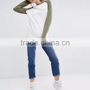 2017 China Clothing Manufacturer Latest Design Fashion High Quality Stylish 180g 100% Cotton O-Neck Raglan Sleeve Women T Shirt thumbnail-5