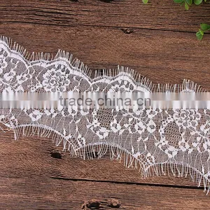 3 Yards Vintage Soft Floral Embroidery Black Eyelash Lace Trim thumbnail-2