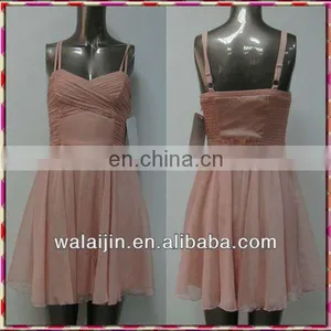Light Pink Young Ladies Spaghetti Strap Short Dress thumbnail-1